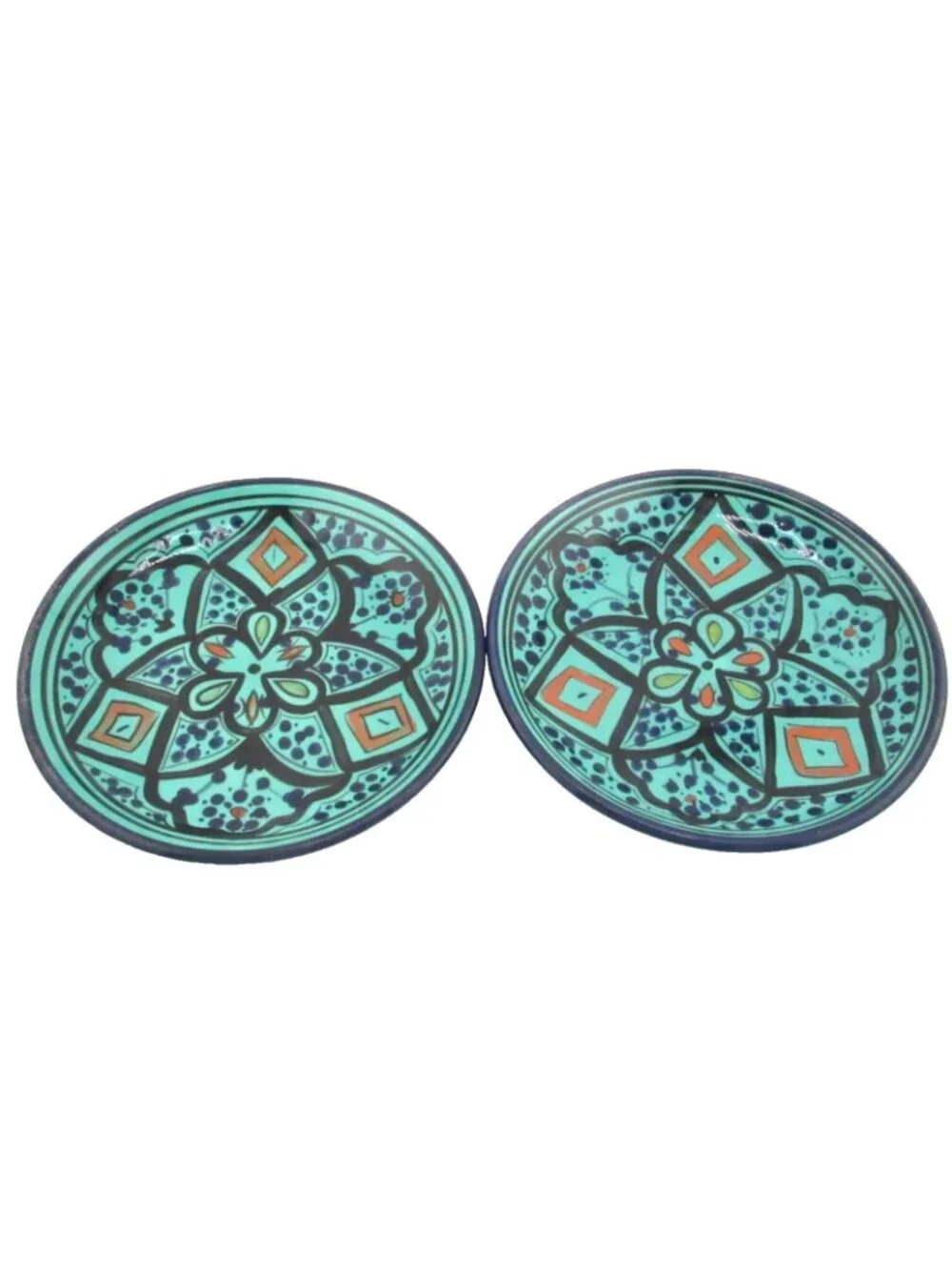 Set Pottery Barn Green / turquoise Kasara Moroccan Mosaic Salad Appetizer Plates